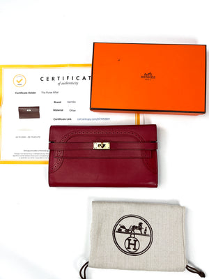 HERMES - GHILLIES KELLY WALLET IN ROUGE GARANCE SWIFT LEATHER