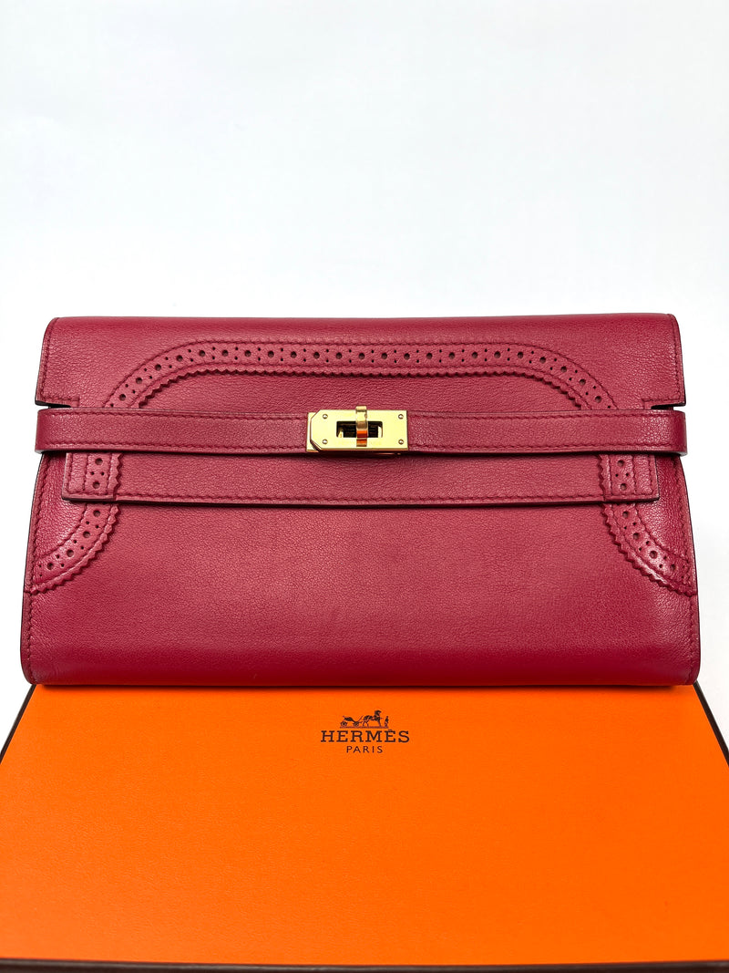 HERMES - GHILLIES KELLY WALLET IN ROUGE GARANCE SWIFT LEATHER