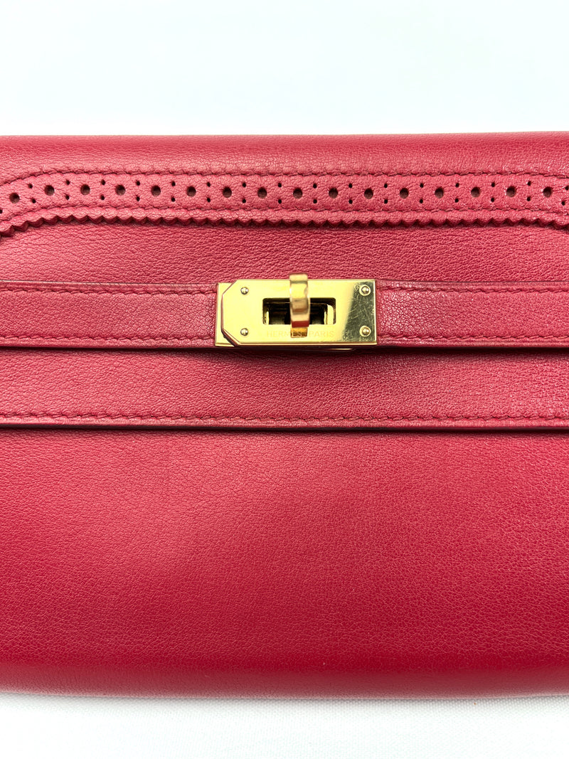 HERMES - GHILLIES KELLY WALLET IN ROUGE GARANCE SWIFT LEATHER