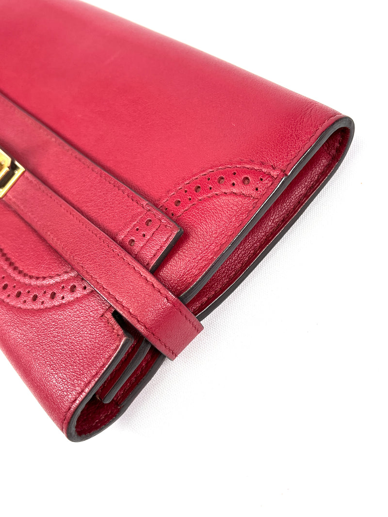 HERMES - GHILLIES KELLY WALLET IN ROUGE GARANCE SWIFT LEATHER