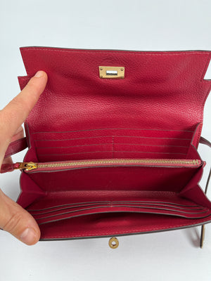 HERMES - GHILLIES KELLY WALLET IN ROUGE GARANCE SWIFT LEATHER