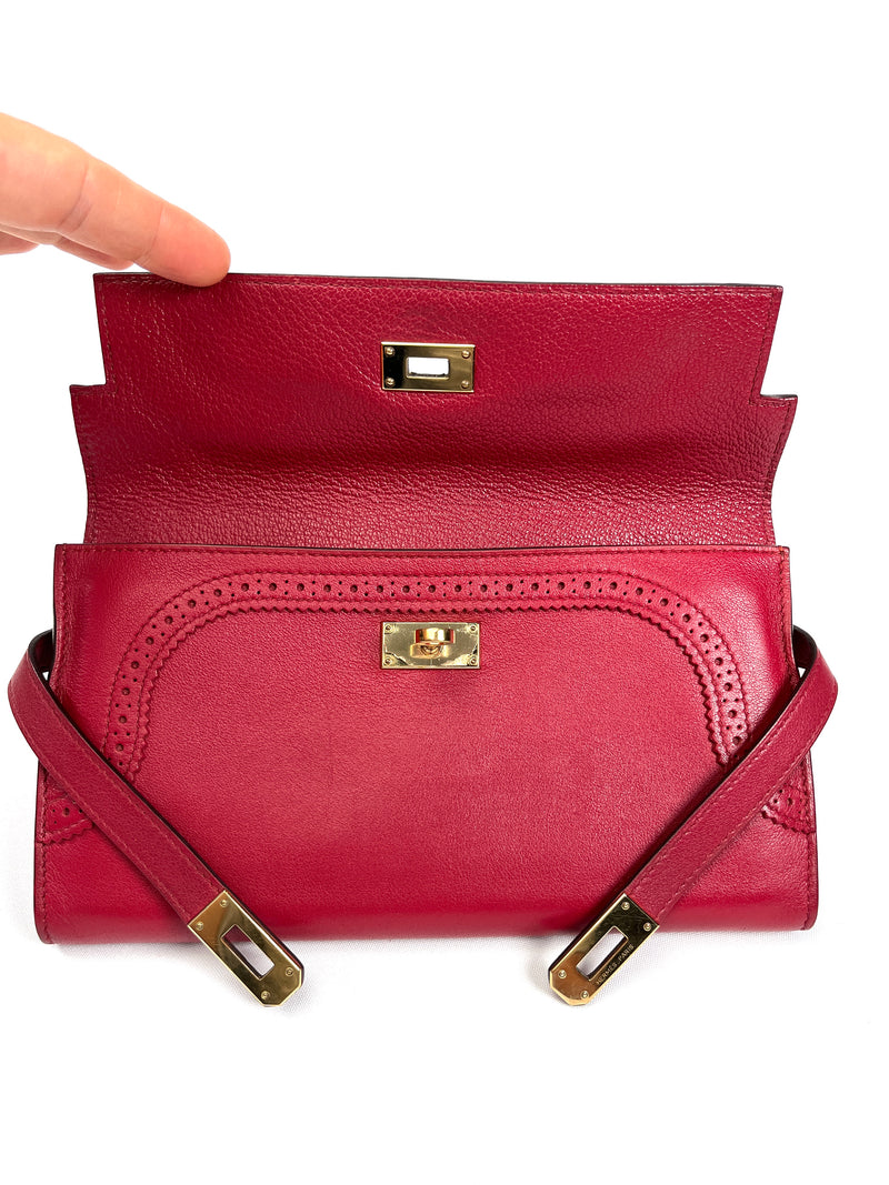 HERMES - GHILLIES KELLY WALLET IN ROUGE GARANCE SWIFT LEATHER