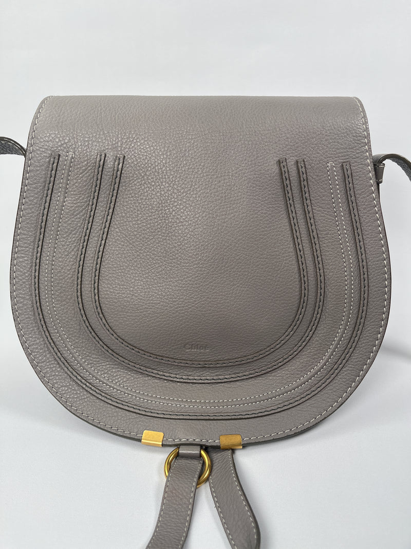 CHLOE - MARCIE MEDIUM SADDLE BAG IN CASHMERE GREY