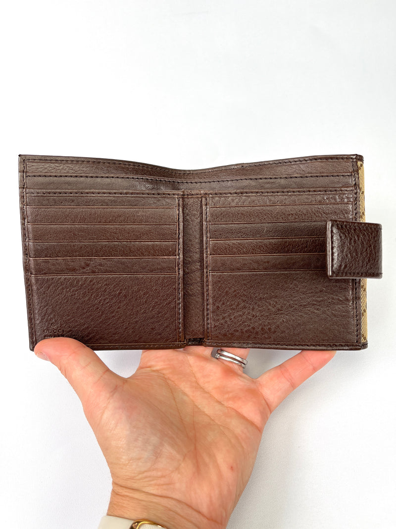 GUCCI - BEIGE/BROWN GG CANVAS & LEATHER WALLET