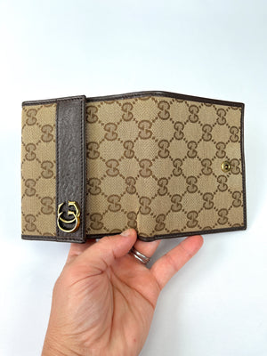 GUCCI - BEIGE/BROWN GG CANVAS & LEATHER WALLET