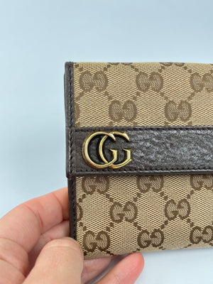 GUCCI - BEIGE/BROWN GG CANVAS & LEATHER WALLET