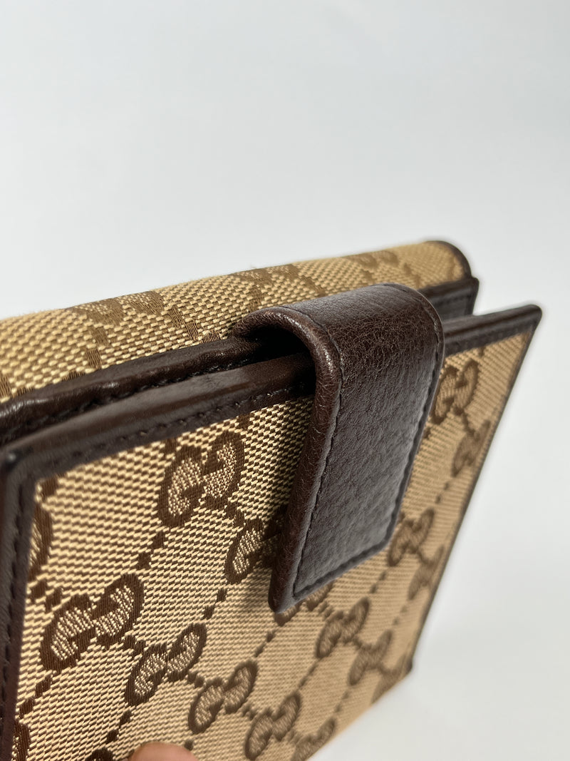 GUCCI - BEIGE/BROWN GG CANVAS & LEATHER WALLET