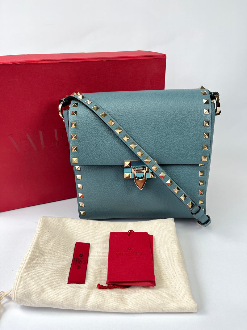 VALENTINO - ROCKSTUD VERTICAL CROSS BODY BAG AMADEUS BLUE