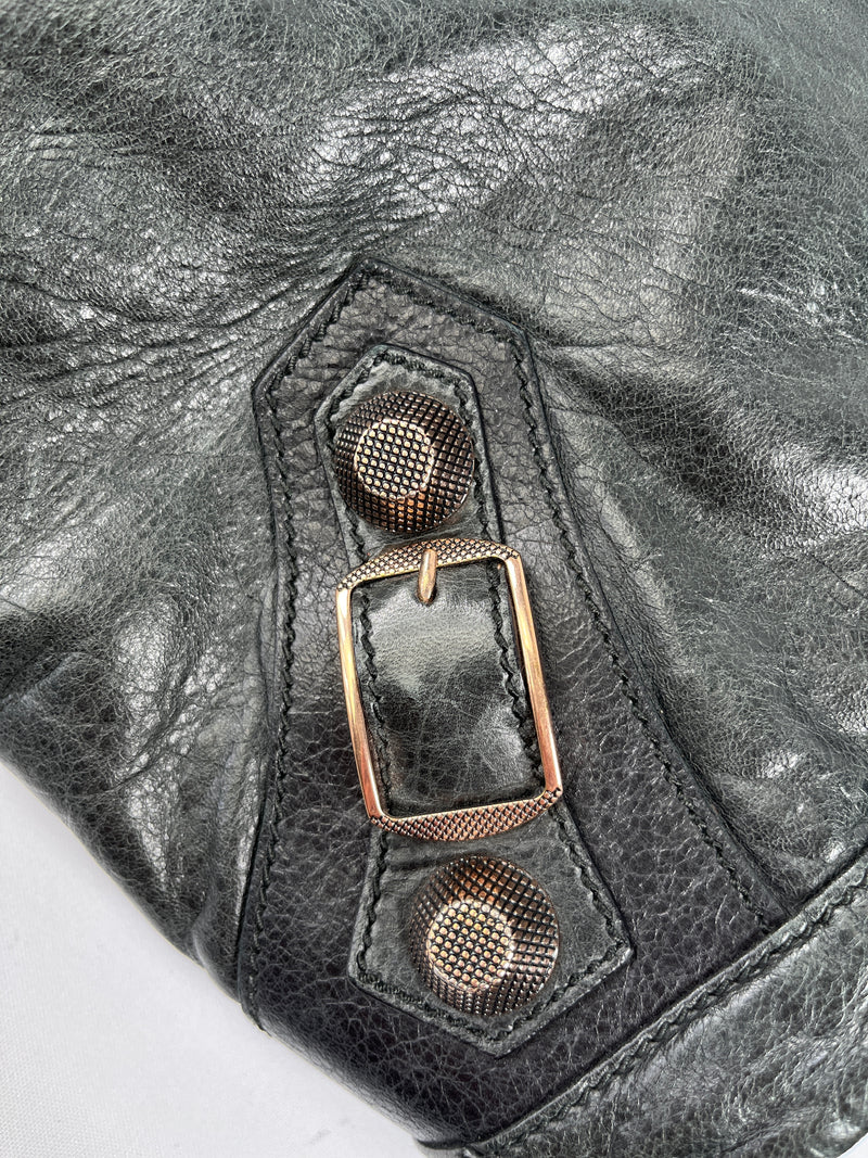 BALENCIAGA - DAY HOBO MOTORCYCLE BAG BLACK