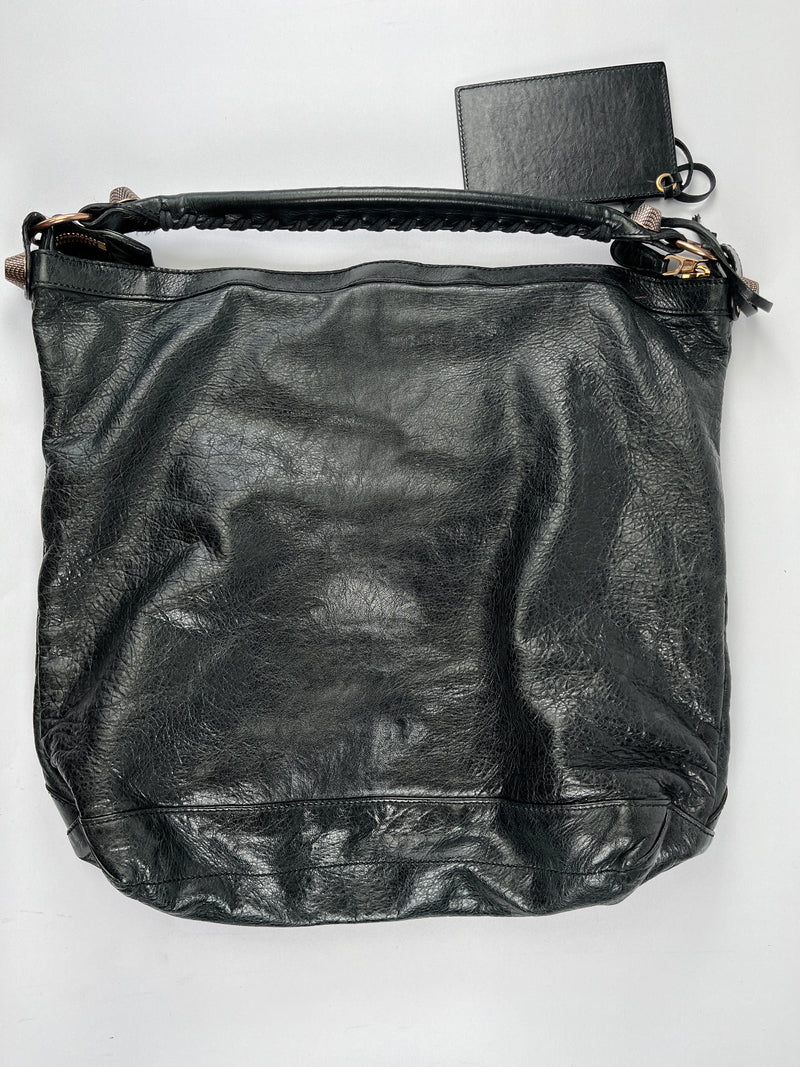 BALENCIAGA - DAY HOBO MOTORCYCLE BAG BLACK