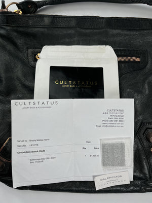 BALENCIAGA - DAY HOBO MOTORCYCLE BAG BLACK