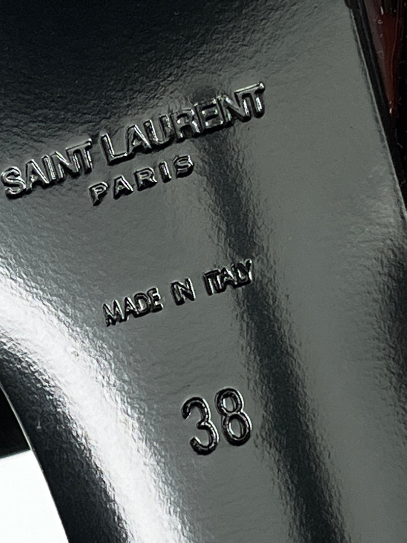 SAINT LAURENT - TRIBUTE 105 PATENT LEATHER PLATFORM SANDAL TORTOISESHELL - SZ 38