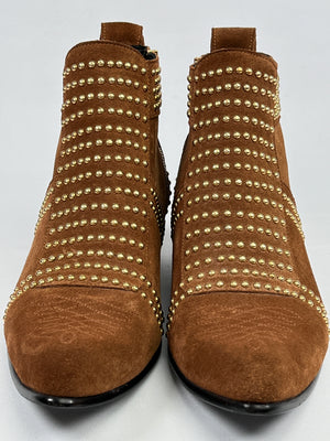 ANINE BING - CHARLIE CARAMEL STUDDED SUEDE ANKLE BOOTS  - SZ 39