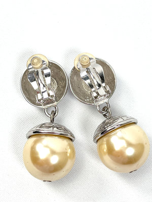 GIVENCHY - FAUX PEARL CHANDELIER CLIP ON VINTAGE EARRINGS