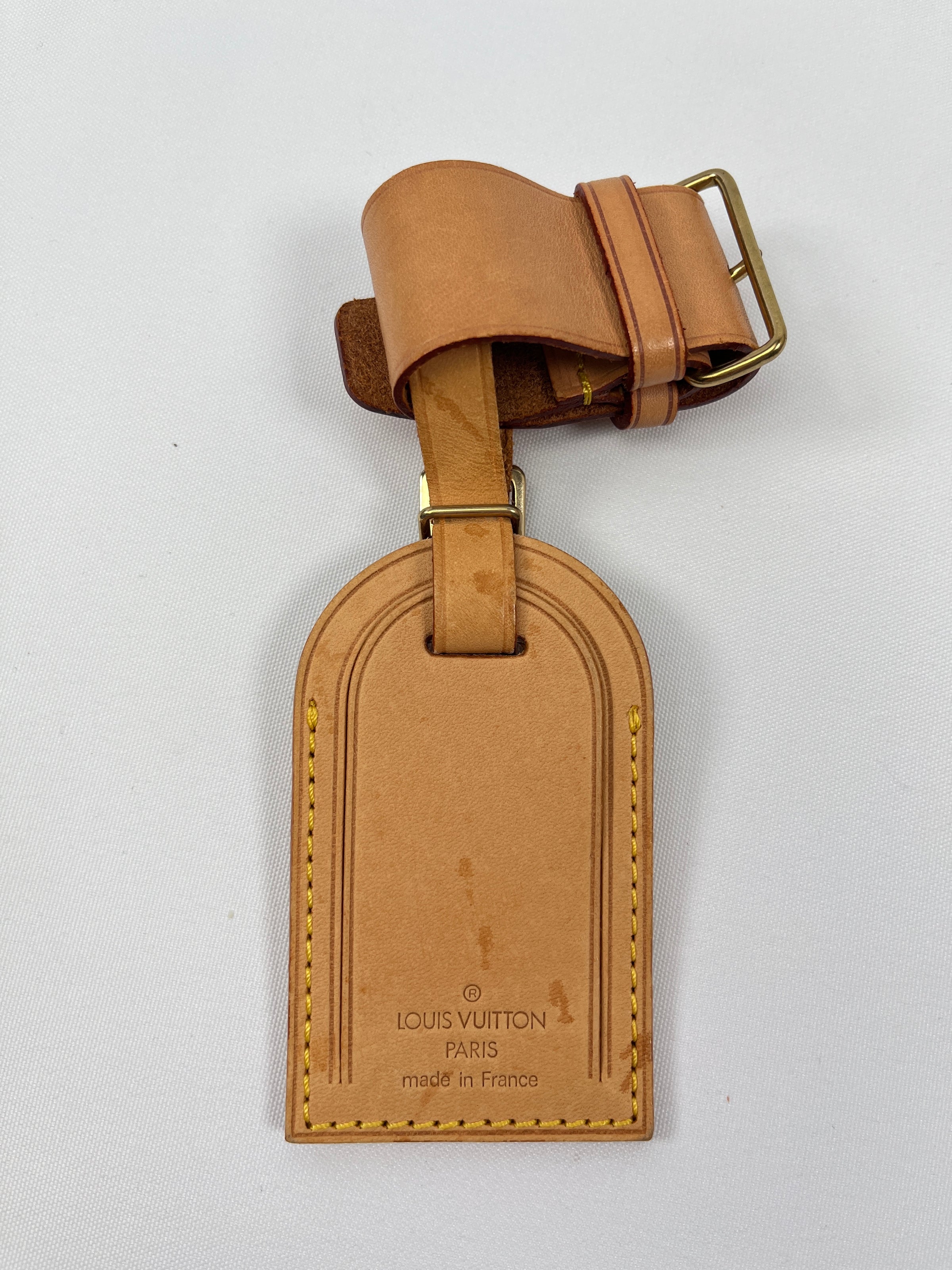 Louis Vuitton, Accessories, Louis Vuitton Luggage Tag Poignet Vachetta  Leather Set Large Lv Bag Charm Gold