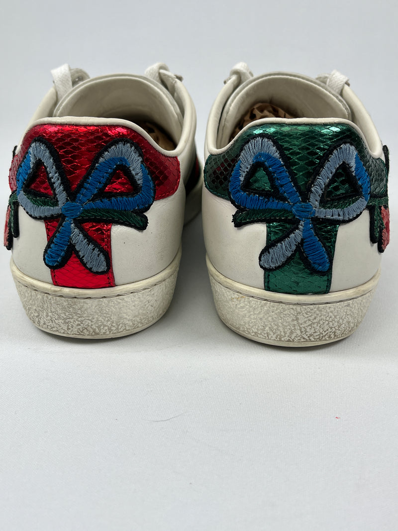 GUCCI - ACE FLORAL EMBROIDERED SNEAKER - SZ 34.5