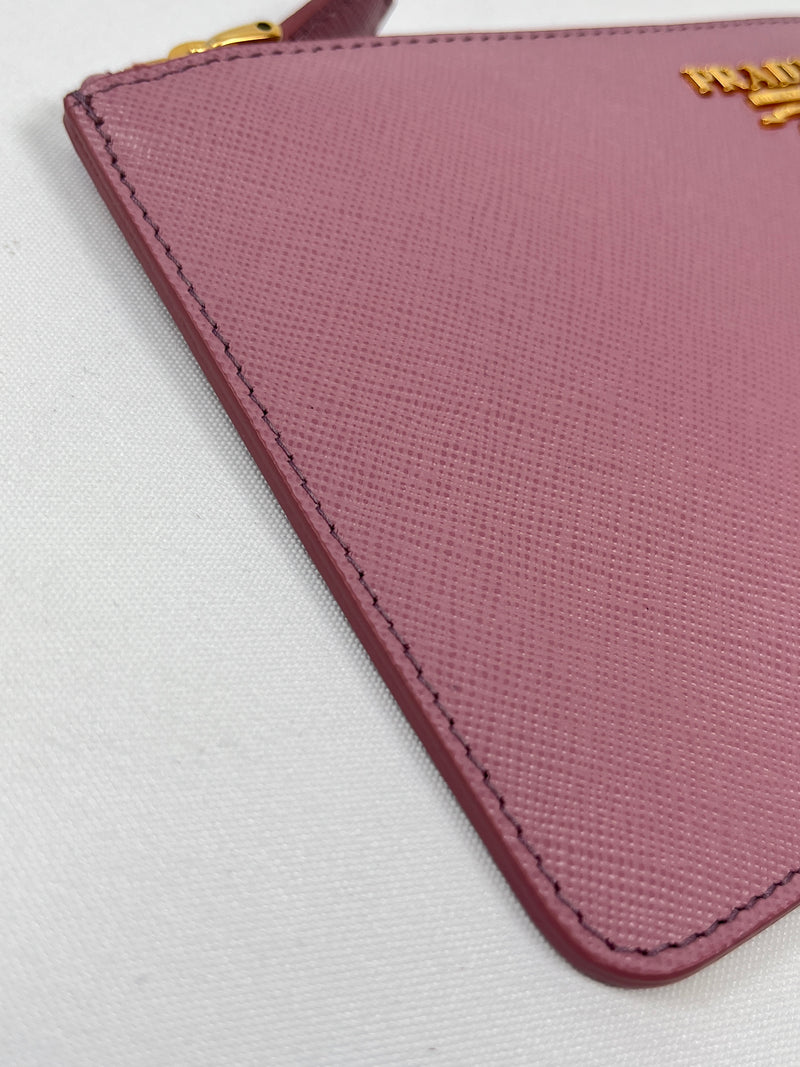 PRADA - ROSE PINK SAFFIANO LEATHER CLUTCH