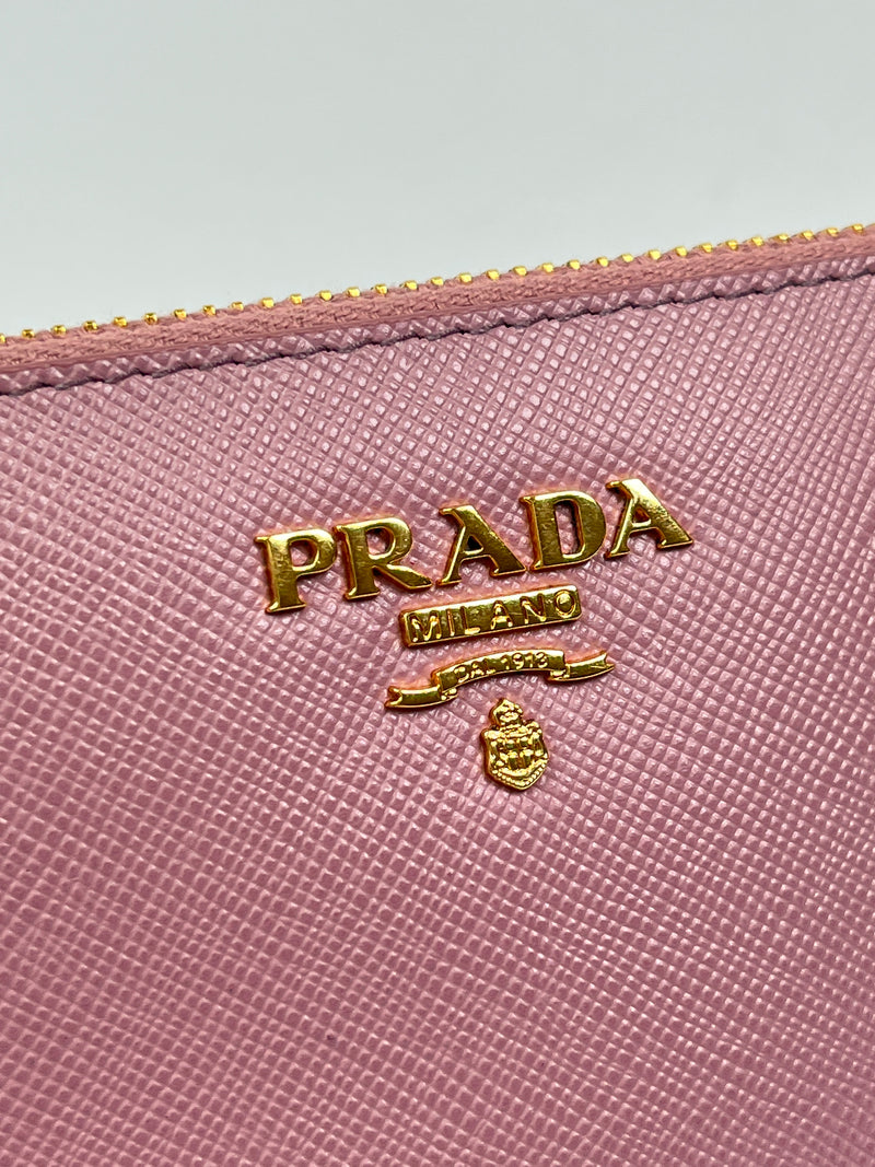 PRADA - ROSE PINK SAFFIANO LEATHER CLUTCH