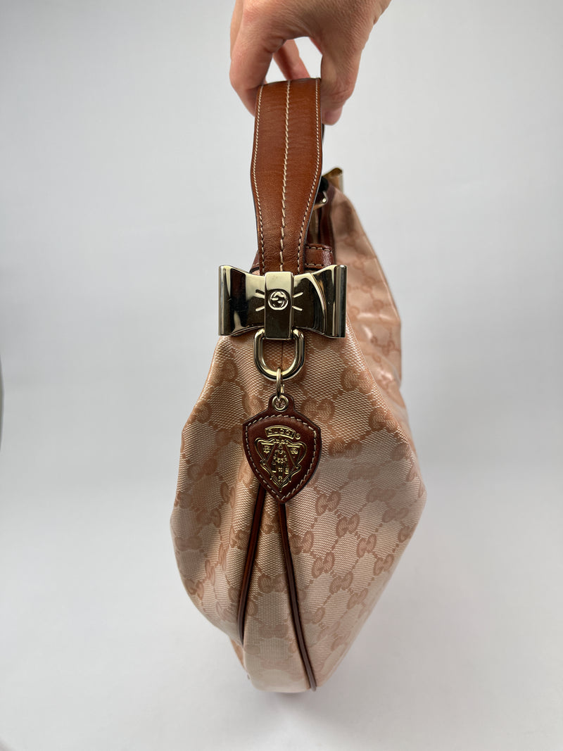 GUCCI - PINK GG CRYSTAL CANVAS HOBO BAG - VINTAGE