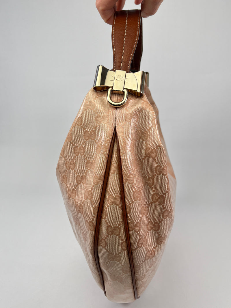 GUCCI - PINK GG CRYSTAL CANVAS HOBO BAG - VINTAGE