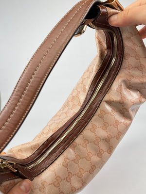 GUCCI - PINK GG CRYSTAL CANVAS HOBO BAG - VINTAGE