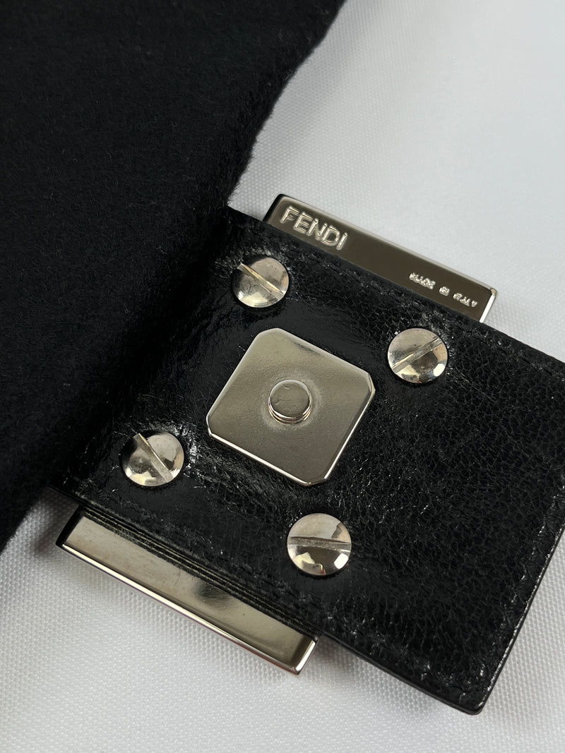 FENDI - BLACK WOOL MAMMA BAGUETTE BAG