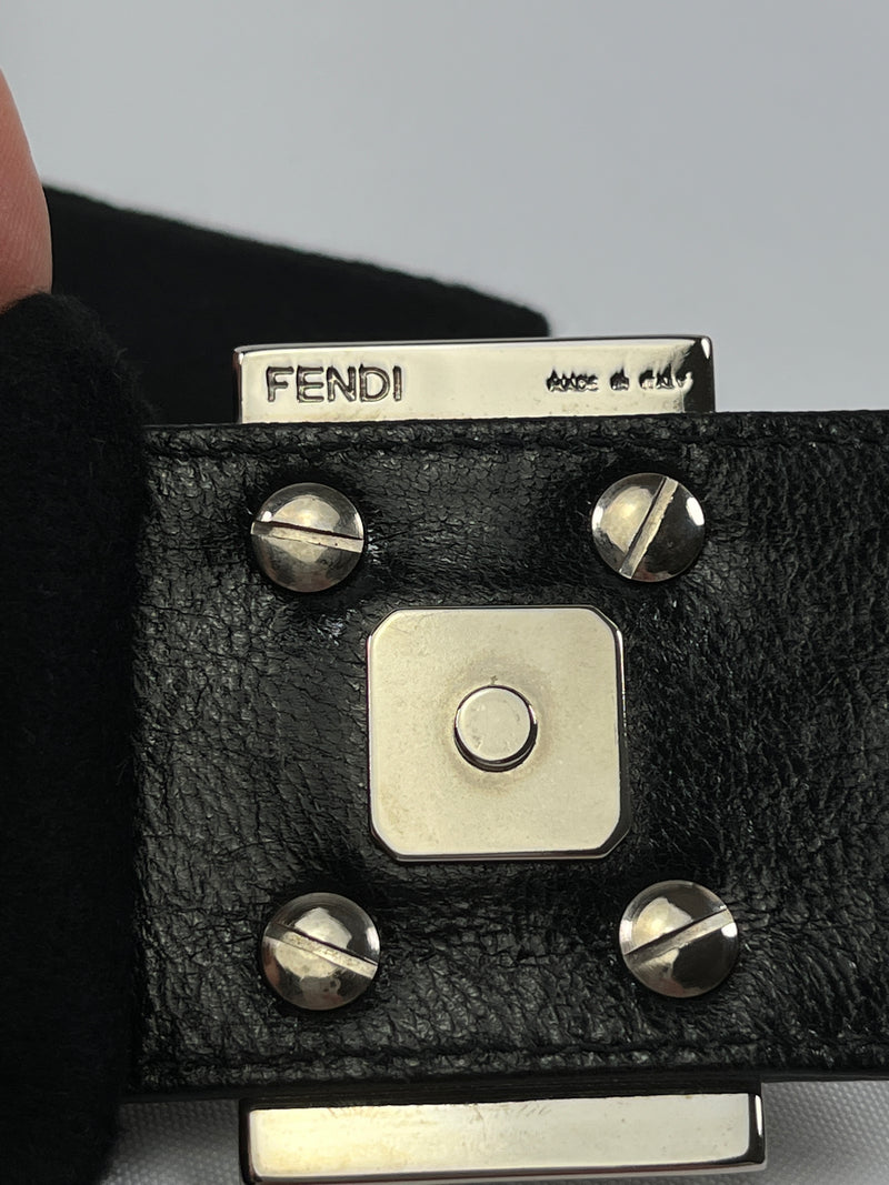 FENDI - BLACK WOOL MAMMA BAGUETTE BAG