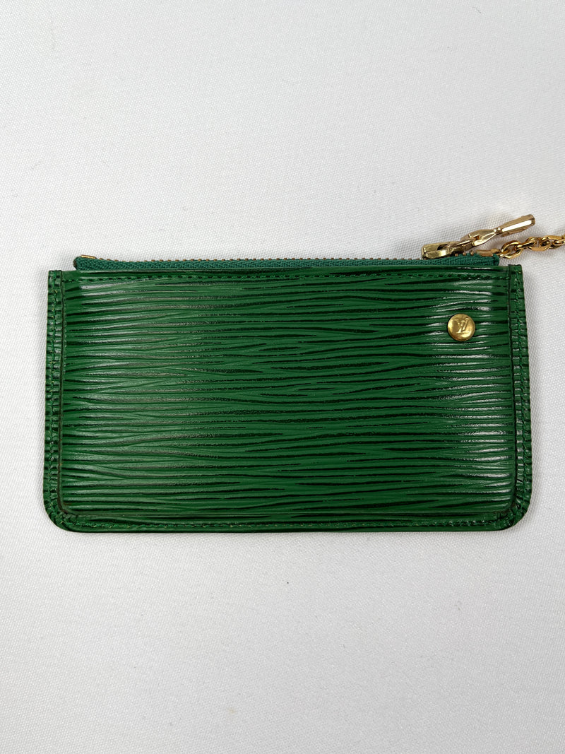 LOUIS VUITTON - GREEN EPI LEATHER POCHETTE CLES - RARE