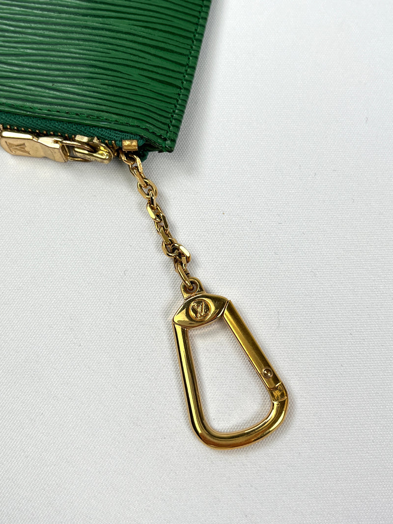 LOUIS VUITTON - GREEN EPI LEATHER POCHETTE CLES - RARE