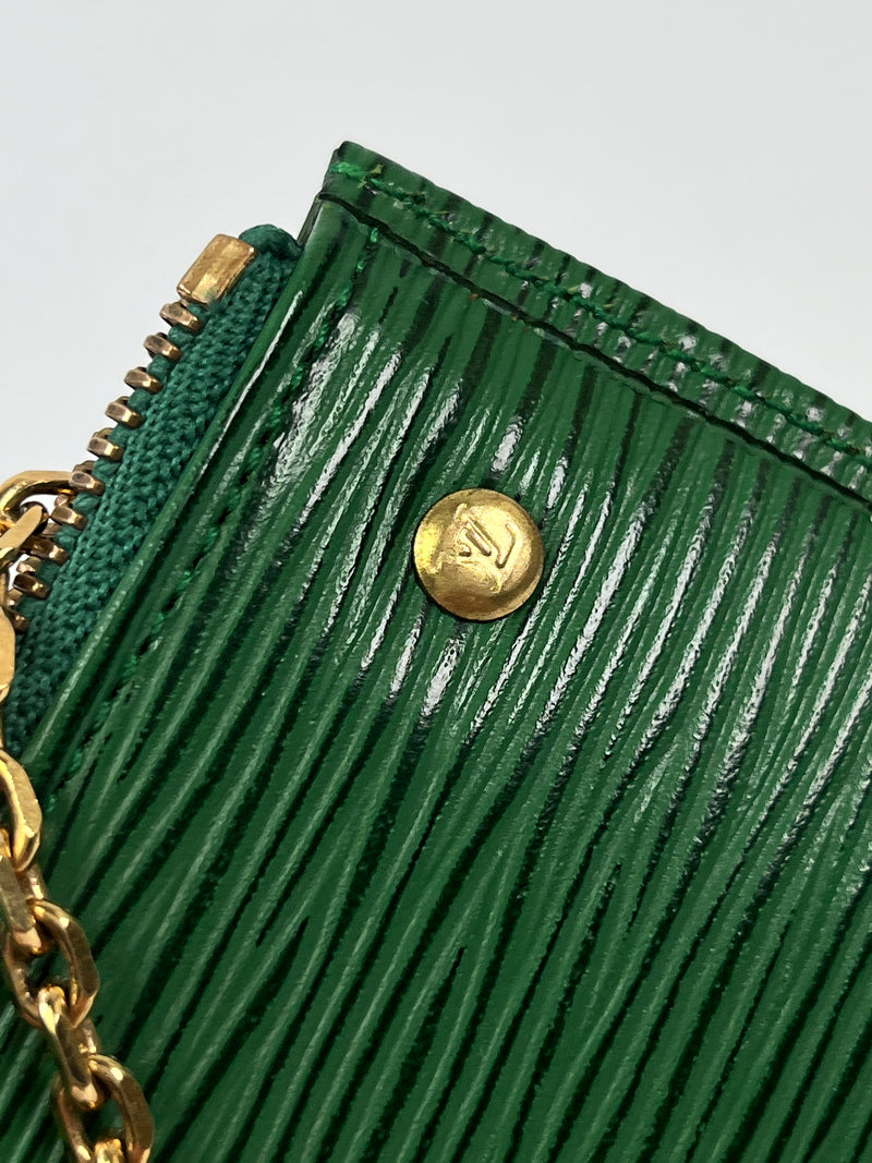 LOUIS VUITTON - GREEN EPI LEATHER POCHETTE CLES - RARE