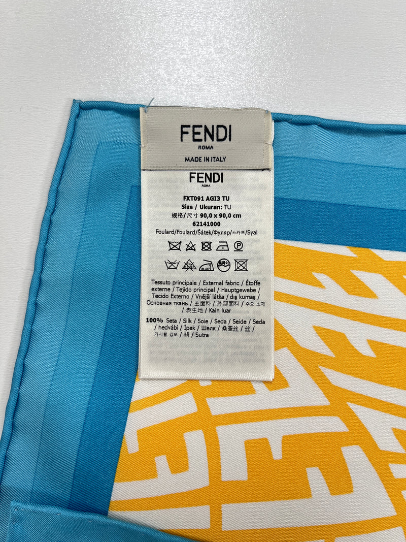 FENDI - FF VERTIGO SCARF 100% SILK - NEW 90 X 86 CM