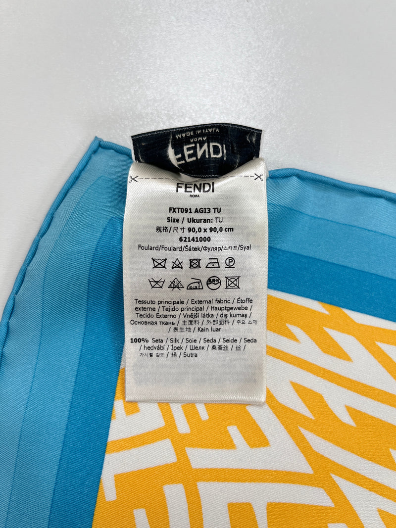 FENDI - FF VERTIGO SCARF 100% SILK - NEW 90 X 86 CM
