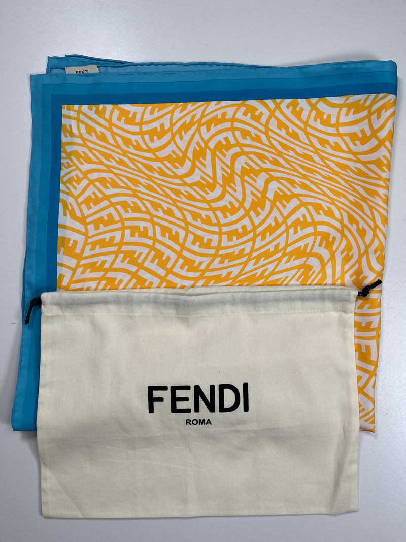 FENDI - FF VERTIGO SCARF 100% SILK - NEW 90 X 86 CM