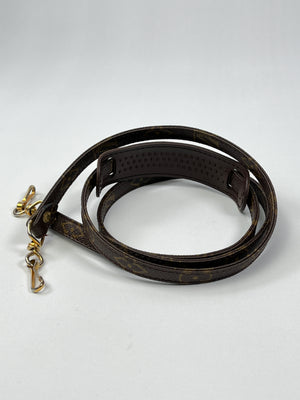 louis vuitton dark brown leather shoulder strap