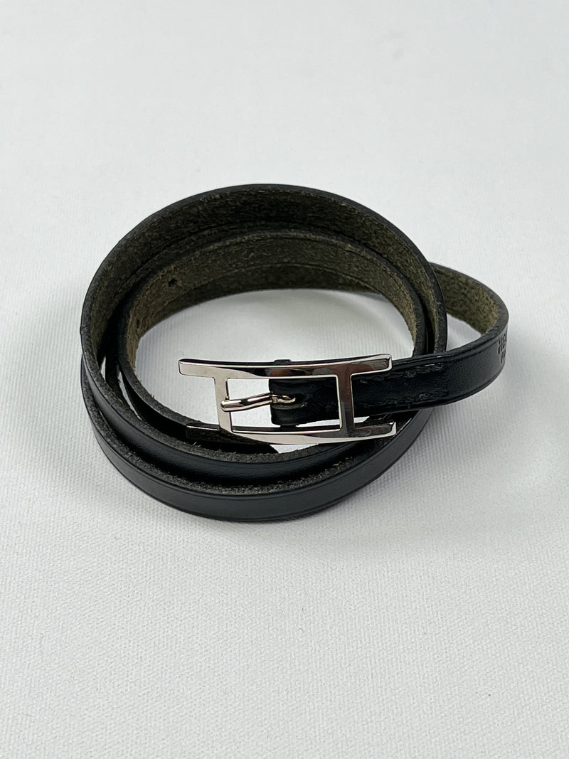 HERMES - BLACK HAPI TRIPLE WRAP BRACELET
