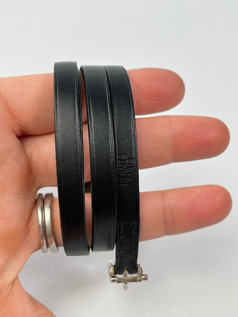HERMES - BLACK HAPI TRIPLE WRAP BRACELET