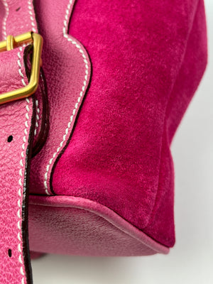 Gucci pink outlet suede bag