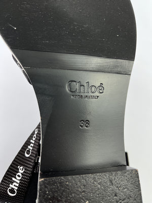 CHLOE - VERONICA LOGO LEATHER SANDALS - SIZE 38