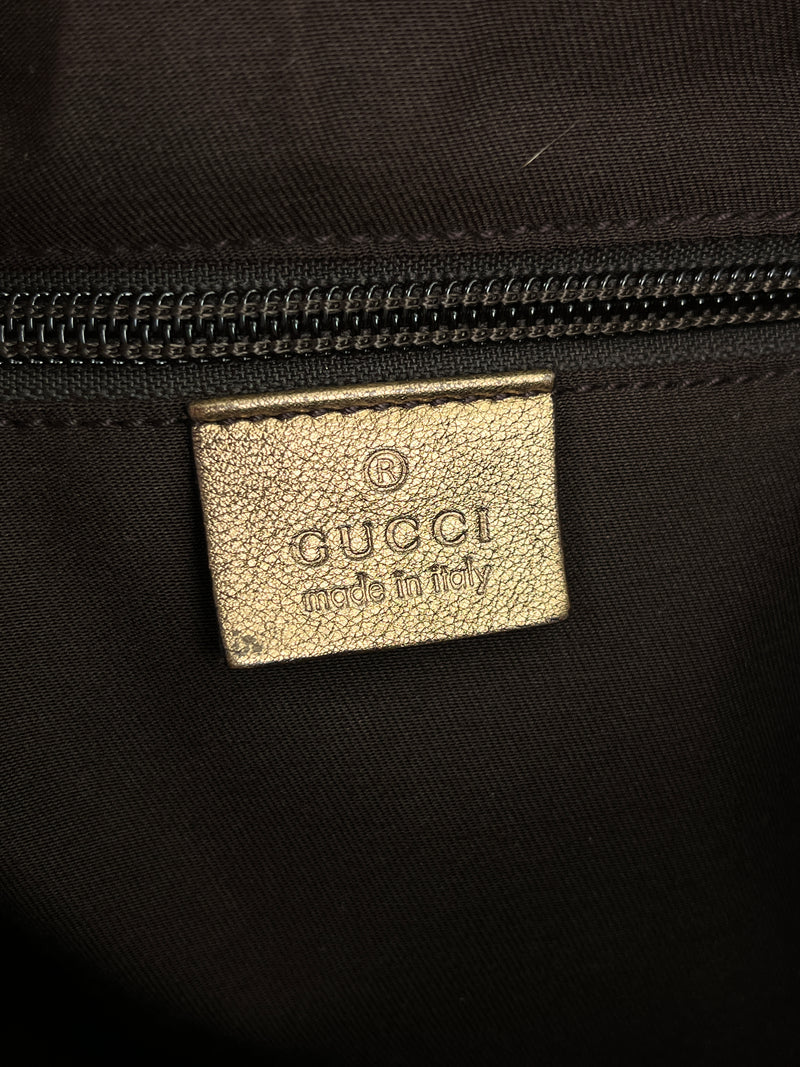 GUCCI - GG CANVAS MEDIUM HALF MOON MESSENGER GOLD & PINK