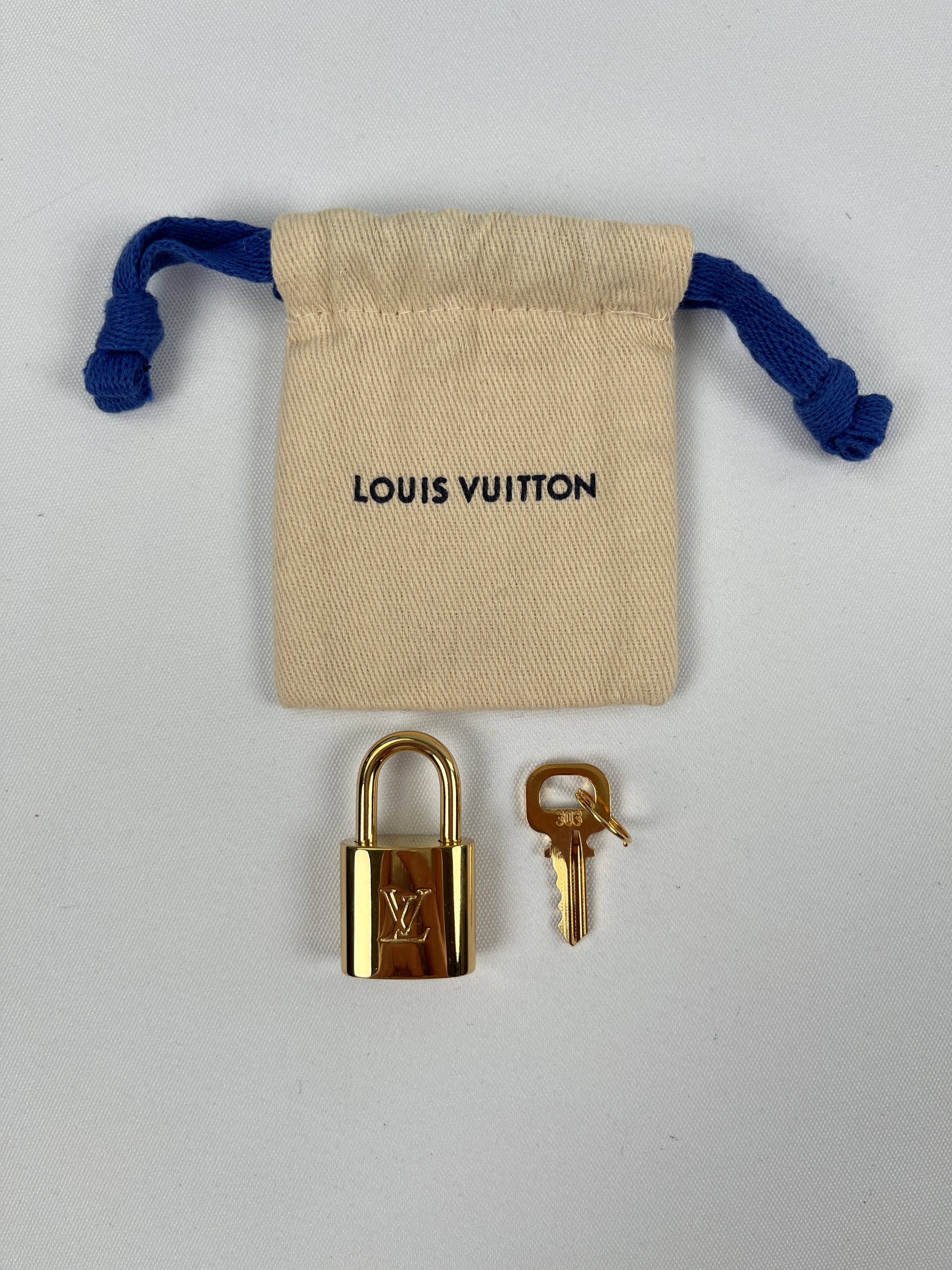 Authentic Louis Vuitton Gold Brass Lock and Key Set 303 