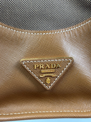 PRADA - CANVAS & LEATHER DOUBLE ZIP TOTE