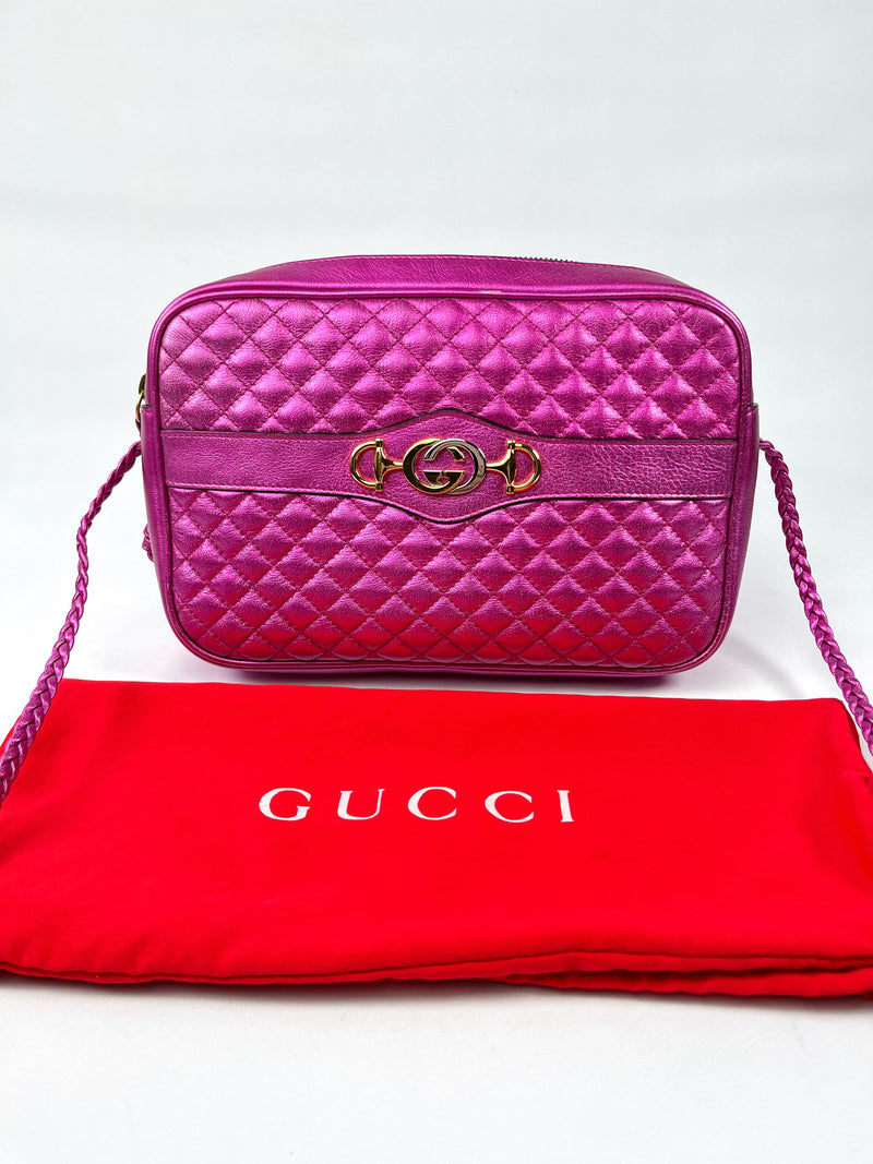 GUCCI - FUCHSIA TRAPUNTATA CROSSBODY BAG