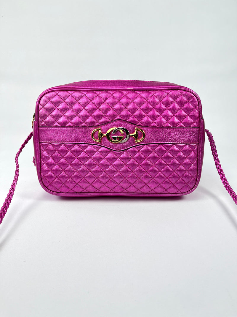 GUCCI - FUCHSIA TRAPUNTATA CROSSBODY BAG