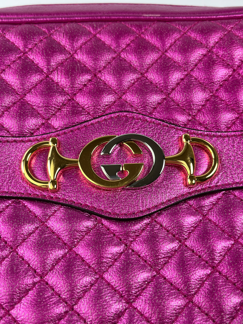 GUCCI - FUCHSIA TRAPUNTATA CROSSBODY BAG