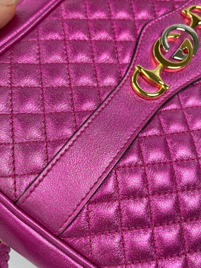 GUCCI - FUCHSIA TRAPUNTATA CROSSBODY BAG