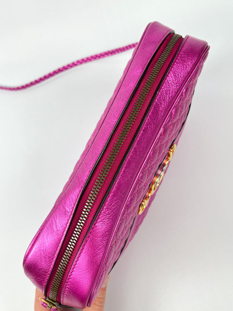 GUCCI - FUCHSIA TRAPUNTATA CROSSBODY BAG