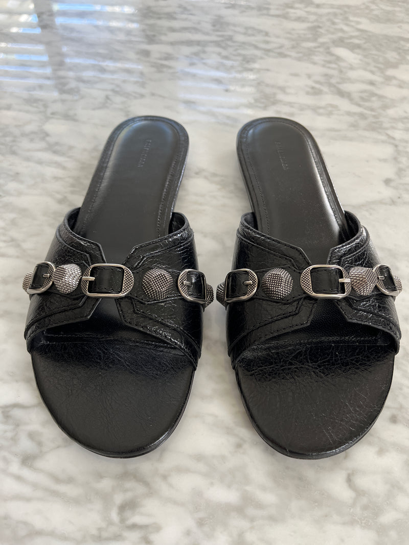 BALENCIAGA - BLACK CAGOULE SANDALS - SZ 39 - NEW