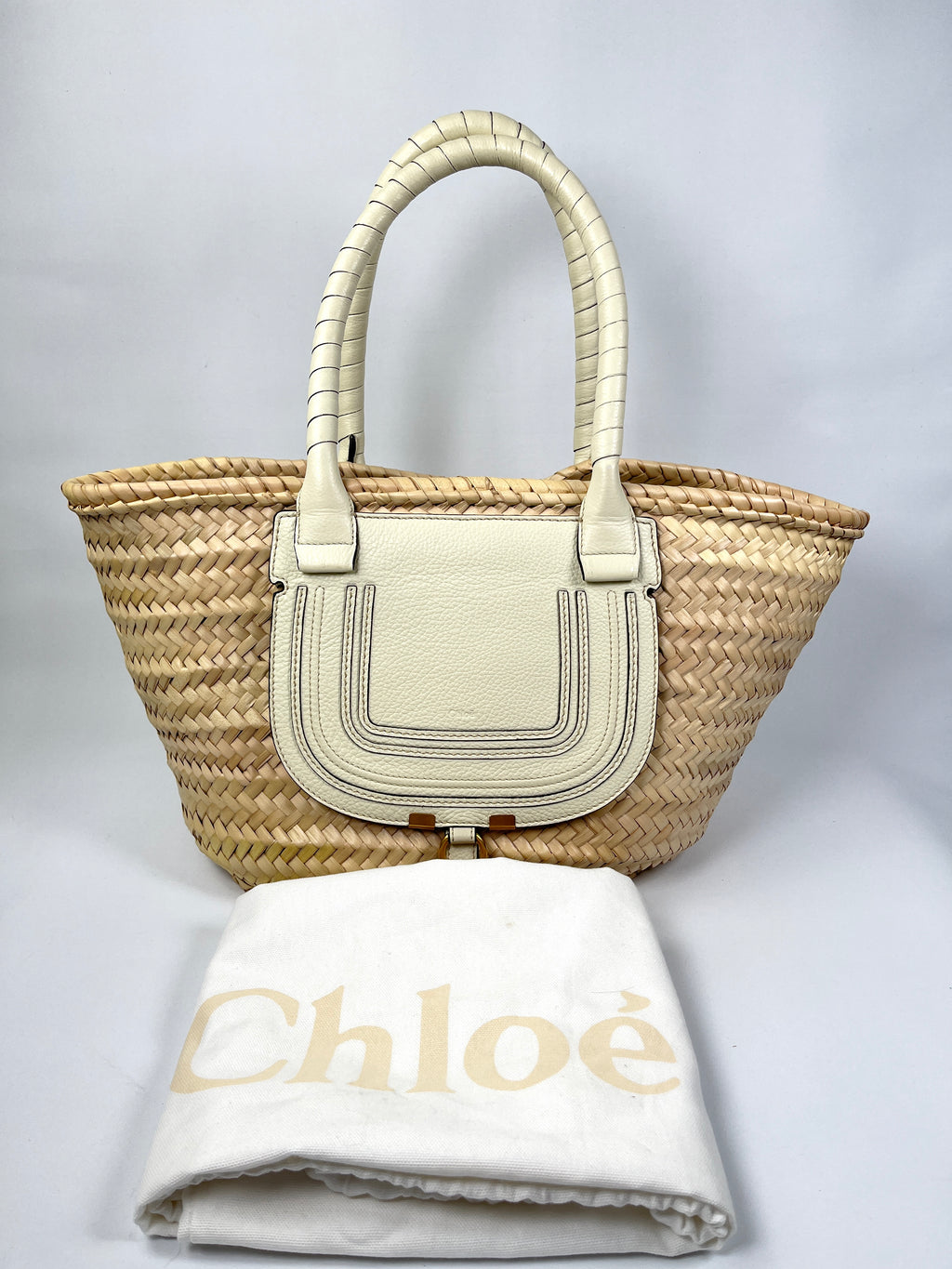 CHLOE - MARCIE MEDIUM BASKET BAG IN NATURAL WHITE