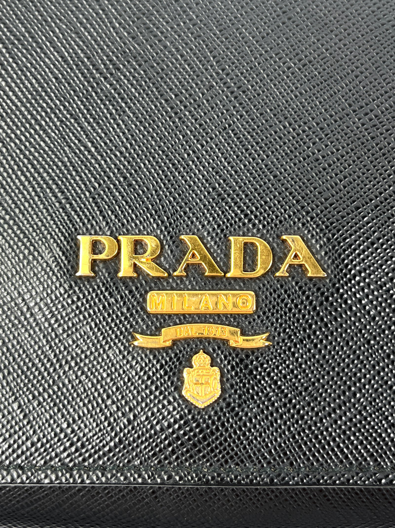 PRADA - BLACK SAFFIANO LUX CHAIN CROSSBODY BAG