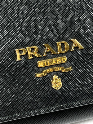 PRADA - BLACK SAFFIANO LUX CHAIN CROSSBODY BAG